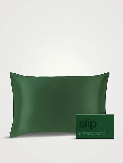 Pure Silk Queen Pillowcase - Moss Green