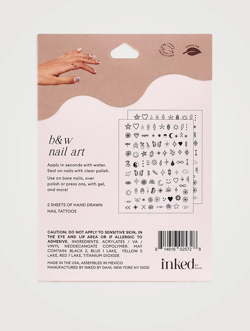Black & White Nail Art Tattoos