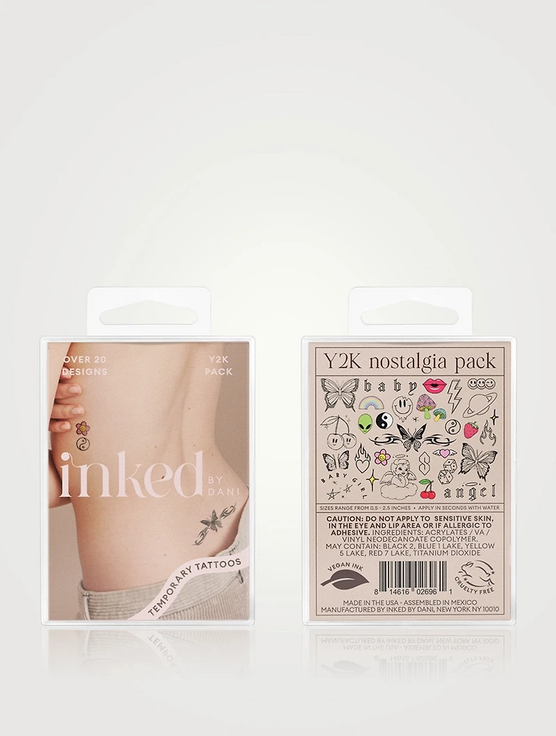 Y2K Nostalgia Temporary Tattoo Pack