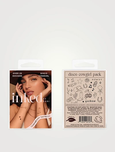 Disco Cowgirl Temporary Tattoo Pack