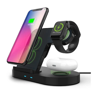 Hypergear 20W Black 3-in-1 Wireless Charging Dock for Phone, Watch + Wireless Headphones