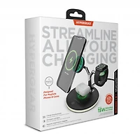 HyperGear 26W MaxCharge 3-in-1 Wireless Charging Stand Compatible with MagSafe – Black
