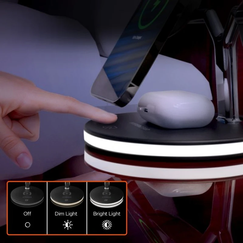 HyperGear 26W MaxCharge 3-in-1 Wireless Charging Stand Compatible with MagSafe – Black