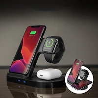 Hypergear 20W Black 3-in-1 Wireless Charging Dock for Phone, Watch + Wireless Headphones