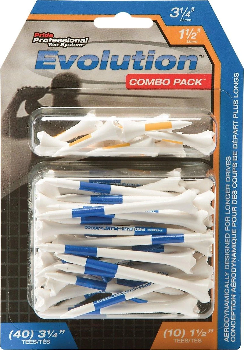 Evolution Combo Pack (40 count 3 1/4 Inch) & (10 count 1 1/2 Inch) Tees