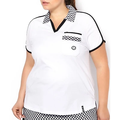 Women's Jersey Short Sleeve Polo With Print Collar