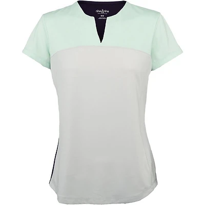 Women's Colourblock Notch Neck Short Sleeve Mock