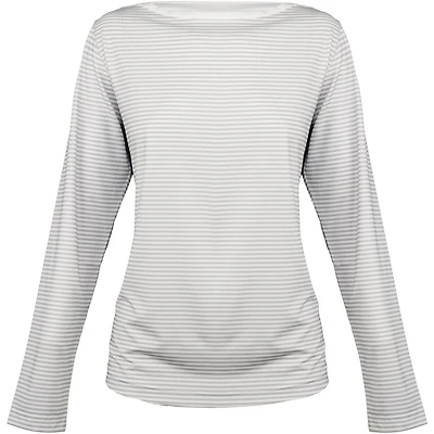 Women's Stripe Long Sleeve Boat Neck Top