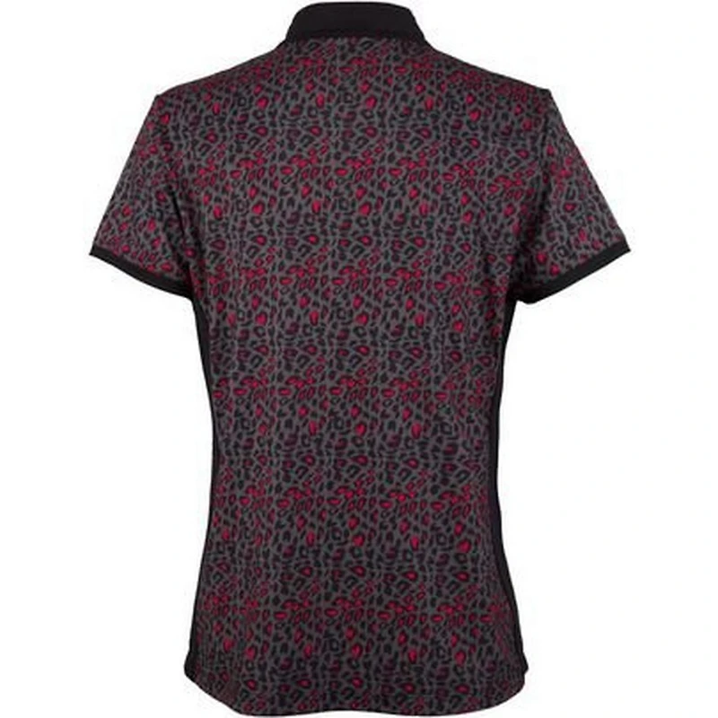 Womens Short Sleeve Animal Print Shawl Collar Polo