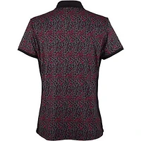 Womens Short Sleeve Animal Print Shawl Collar Polo