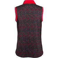 Womens Sleeveless Animal Print Centre Placket Polo