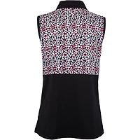 Womens Sleeveless Colour Block Animal Print Polo