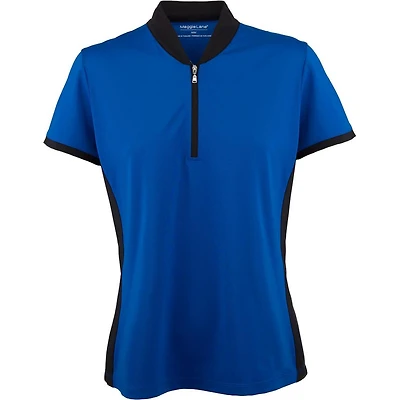 Womens Short Sleeve Solid Shawl Collar Polo