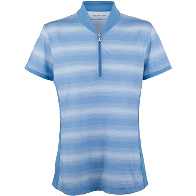 Women's Short Sleeve Stripe Shawl Collar Polo