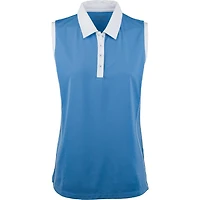 Women's Sleeveless Piped Mock Neck Polo