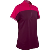 Women's Short Sleeve Solid Shoulder Polo