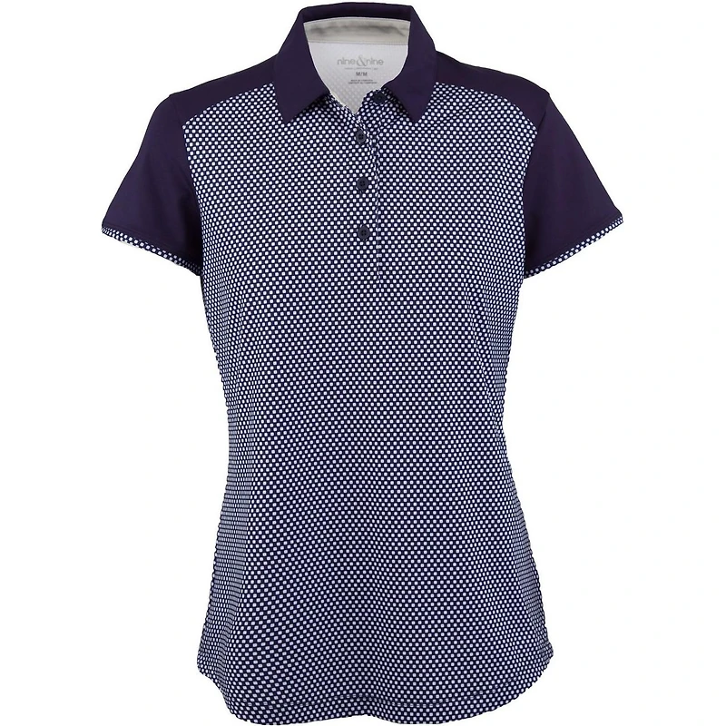 Womens Short Sleeve Microdot Print Polo