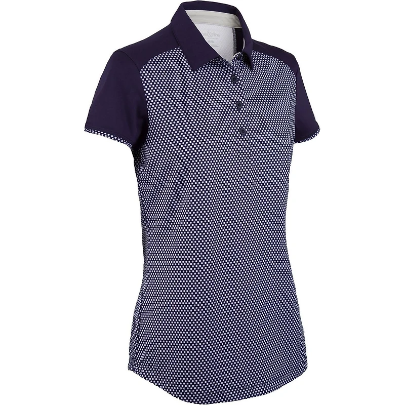 Womens Short Sleeve Microdot Print Polo