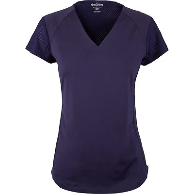 Womens Short Sleeve No Collar Top