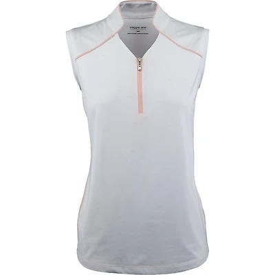 Women's Sleeveless Novelty Collar Zip Polo