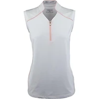 Women's Sleeveless Novelty Collar Zip Polo