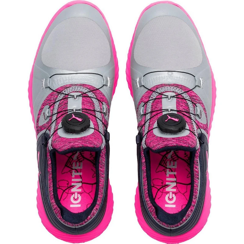 Women's Ignite Tour Disc Spiked Golf Shoe - Light Grey/Bright Pink/Navy/Silver