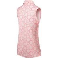 Women's Printed Circle Dot Curved Hem Sleeveless Polo