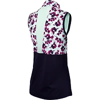 Women's Print Sold Mix Sleeveless Mock Neck Top