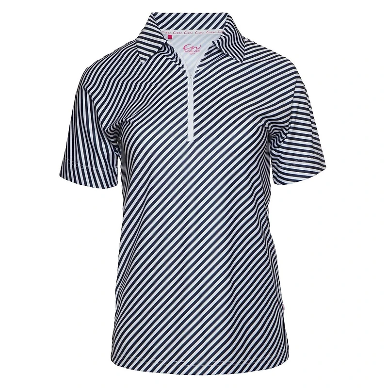 Women's Diagonal Stripe Short Sleeve Polo