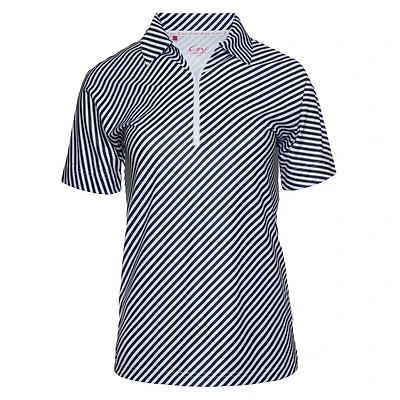 Women's Diagonal Stripe Short Sleeve Polo