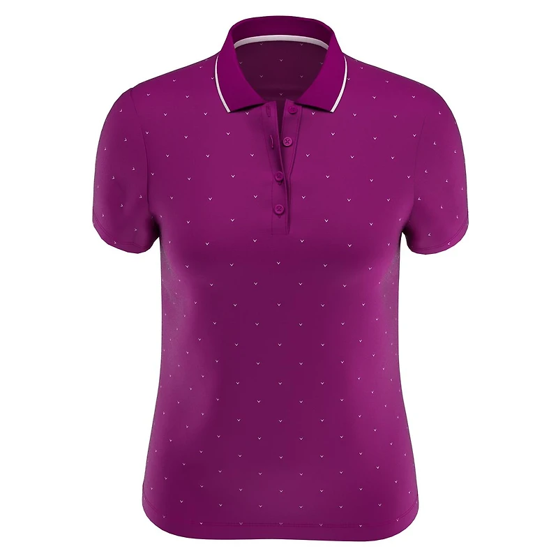 Women's All Over Chevron Print Polka Dot Short Sleeve Polo