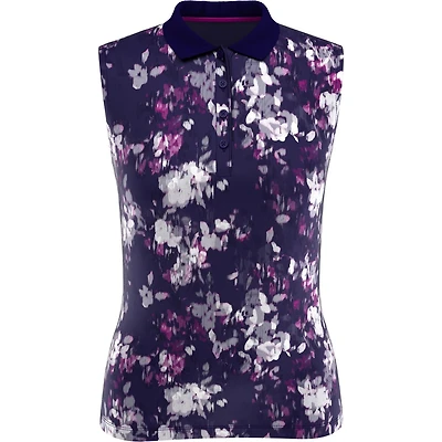 Women's Digital Floral Print Sleeveless Polo
