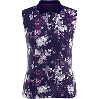 Women's Digital Floral Print Sleeveless Polo