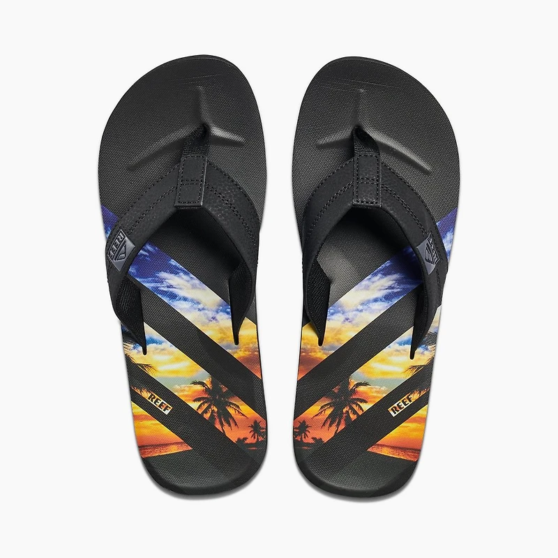 Men's HT Sunset Print Stripe Flip-Flop Sandal - Black/Multi
