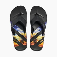 Men's HT Sunset Print Stripe Flip-Flop Sandal - Black/Multi