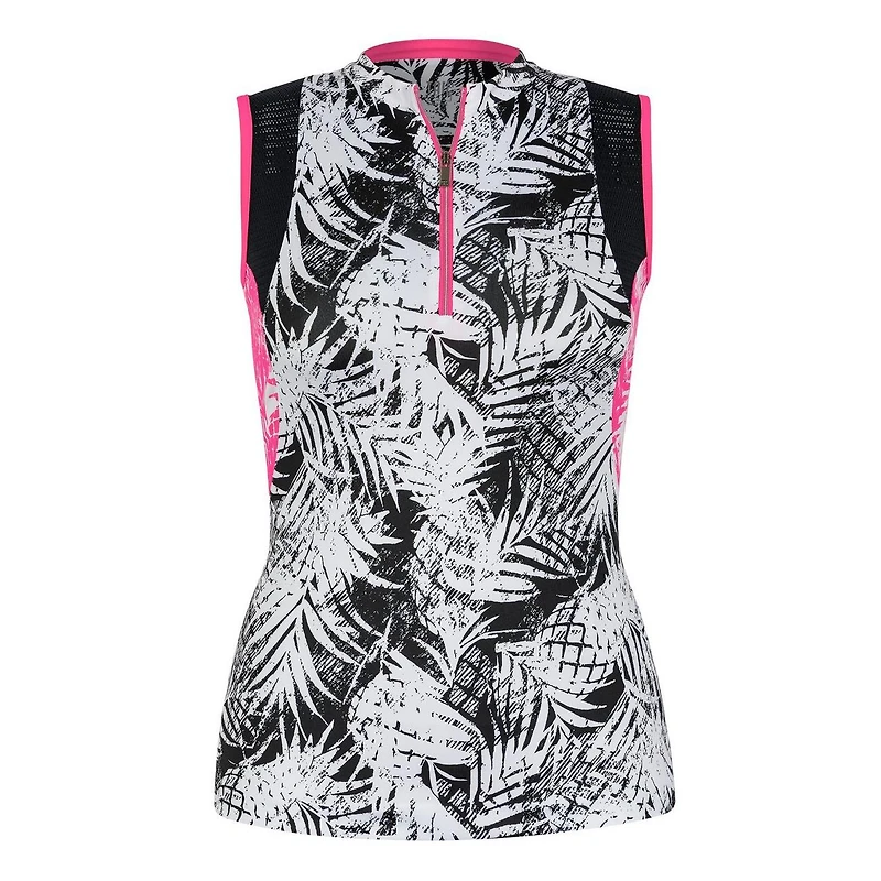 Women's Skye Printed Zip Up Mini Mock Neck Sleeveless Top