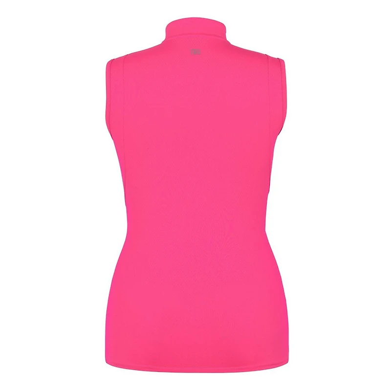 Women's Emely Shirred Insert Zip Up Mock Neck Sleeveless Top