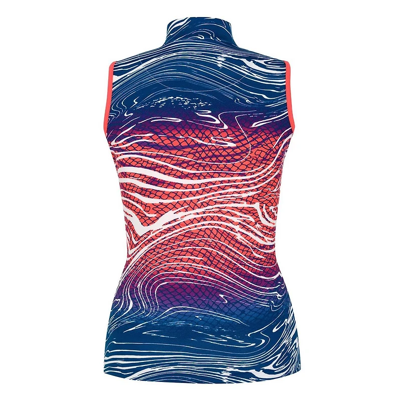 Women's Destiny Printed Zip Up Mock Neck Sleeveless Top