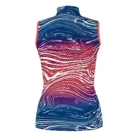 Women's Destiny Printed Zip Up Mock Neck Sleeveless Top