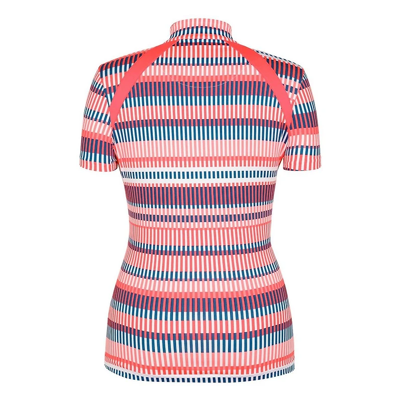 Women's Cecilia Printed Button Up Mock Short Sleeve Top
