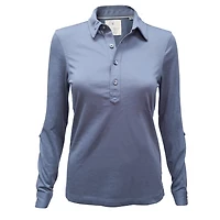 Womens Cotton Jersey Long Sleeve Polo