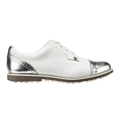 Women's Cap Toe Gallivanter Spikeless Golf Shoe - White/Silver