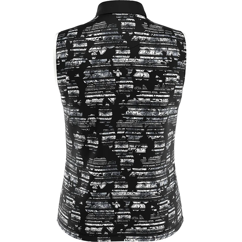 Women's Stainglass Floral Zip Sleeveless Polo