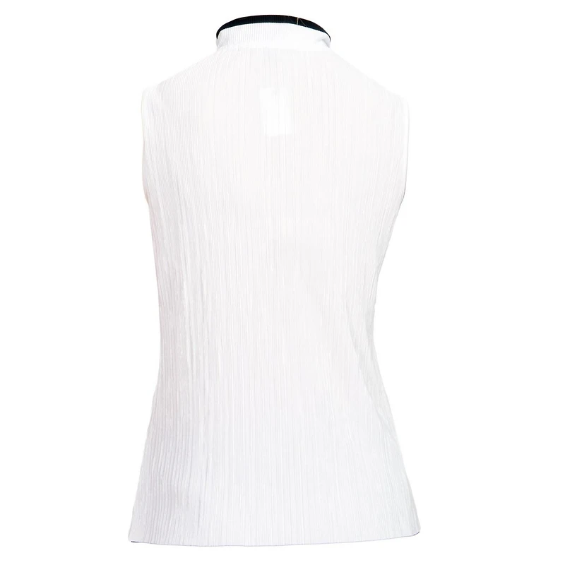Women's Front Detail Zip Mock Neck Sleeveless Top