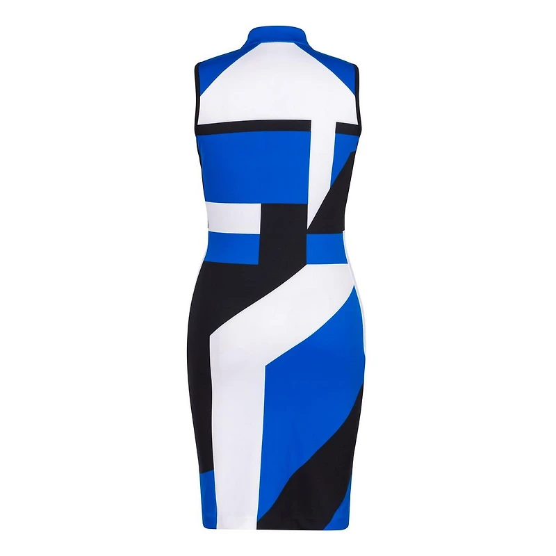 Women's Colourblock Mockneck Sleeveless Dress