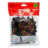 Black 3 1/4 Inch Tees With Gold & Red Stripes (100 Count)
