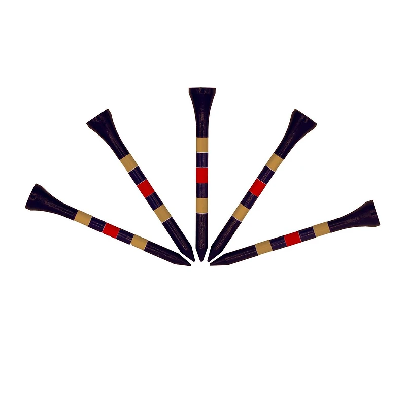 Black 3 1/4 Inch Tees With Gold & Red Stripes (100 Count)