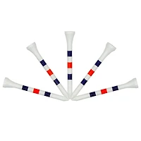 White 2 3/4 Inch Tees With Orange & Blue Stripes (100 Count)