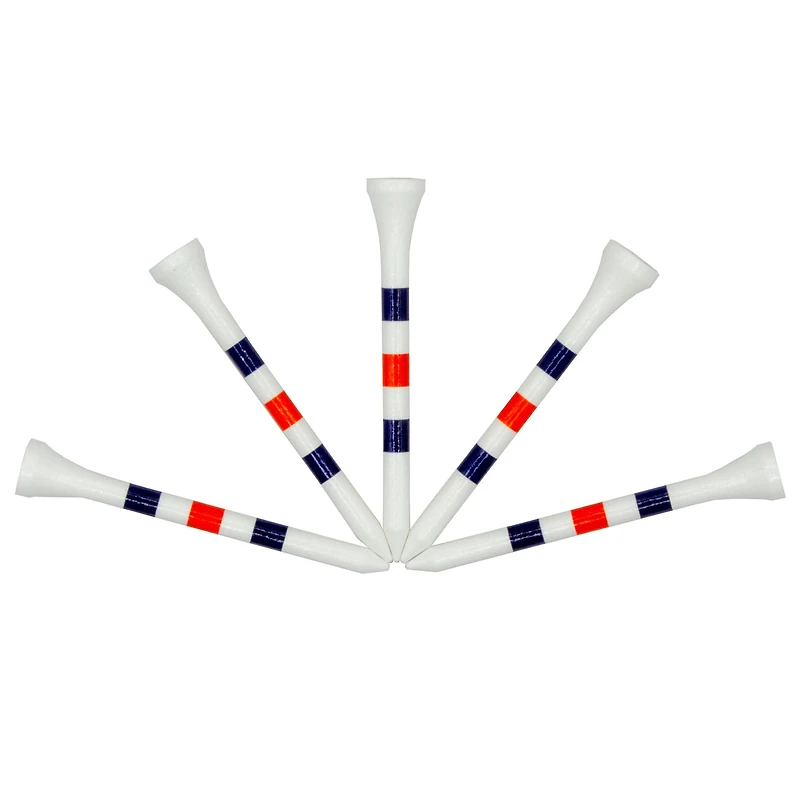 White 3/4 Inch Tees With Orange & Blue Stripes (100 Count