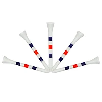 White 3/4 Inch Tees With Orange & Blue Stripes (100 Count